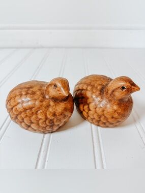 Vintage MCM Ceramic Quail Bird Figurines Set of 2